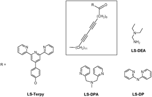 Chemical structure of LS-Terpy, LS-DPA, LS-DP and LS-DEA.