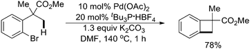 
              Pd(0)-catalyzed synthesis of benzocyclobutenes by sp3 C–H activation.52
