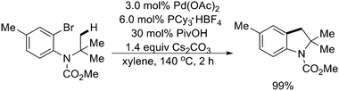 
              Pd(0)-catalyzed synthesis of indolines by intramolecular sp3 C–H activation.56