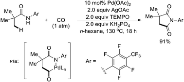 
              Pd(ii)-catalyzed N-arylamide-directed carbonylation of sp3 C–H bonds with CO.66