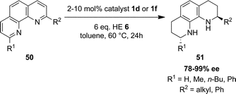 Asymmetric organocatalytic transfer hydrogenation of 1,10-phenantrolines.