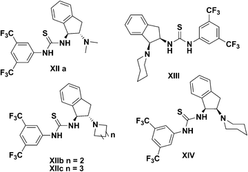 Wang's group developed bifunctional indane amine-thioureas.