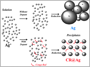 Schematic model of dopant effect on silver morphology (Dopant-CR).