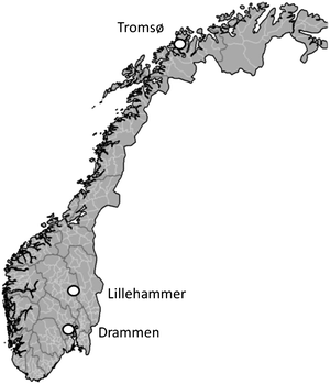 Areas of Norway in which potential BFR source zones were sampled.