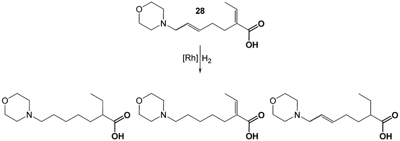 
          Hydrogenation of the unsaturated ζ-amino acid 28.