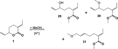 
          Methanolysis of the δ-lactone 1.