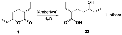 Hydration of the δ-lactone 1.