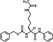 The chemical structure of the currently reported non-peptide thioacetyl-lysine-containing sirtuin inhibitor.