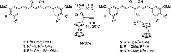 Synthesis of ferrocenyl propenone curcuminoids (series A).