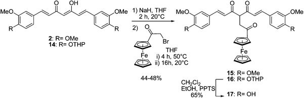 Synthesis of ferrocenyl ethanone curcuminoids (series C).