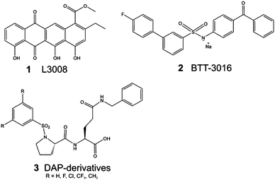 Previously published α2β1 integrin–collagen interaction modulators contain both allosteric, e.g.3,23 and competitive functioning antagonist ligands (116 and 217).