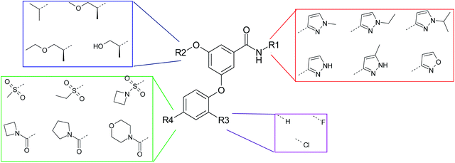 Representative substructures chosen for the enumerated matrix.