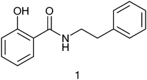 First N-substituted salicylamide found to inhibit Plasmodium falciparum DHODH.