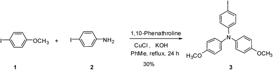 Synthetic route of dimethoxy substituted triphenylamine.