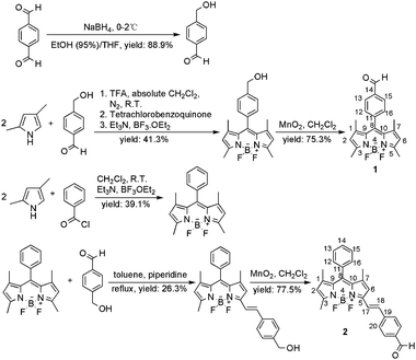 Synthetic routes of target compounds 1 and 2.