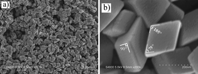 Low- (a) and high- (b) magnification SEM images of the obtained products.