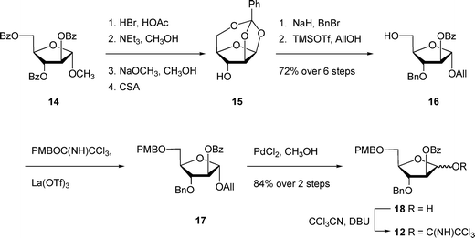 Synthesis of trichloroacetimidate 12.