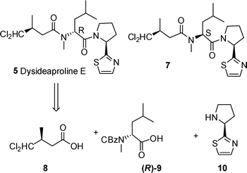 Retrosynthesis of dysideaproline E.