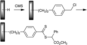 Preparation of dithioester functional surface.