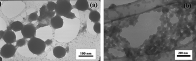 
          TEM and SEM images of polystyrene/CNT nanocomposites: (a) TEM, (b) SEM. Reprinted with permission from ref. 91. Copyright 2007 Elsevier.