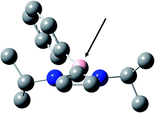 Structure of the NHC-boryl radical derived from D (geometry optimized at UB3LYP/6-31+G* level).