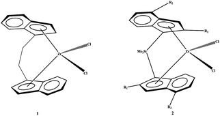 
              Ethyl- and dimethyl silicone-bridged metallocene catalysts.