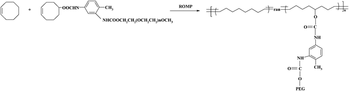 Synthesis route of poly(cyclooctene)-g-PEG.