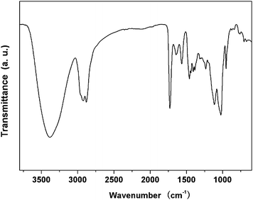 Representative FTIR spectrum of hyperbranched poly(amine-ester)s.