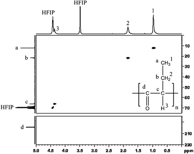 (1H-13C) HSQC NMR spectrum of ethylketene-based polyketone.