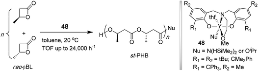 Synthesis of syndiotactic PHB by living, syndiospecific ROP of rac-βBL.