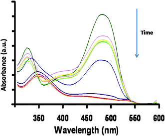Time dependent absorption spectra of Orange G dye.