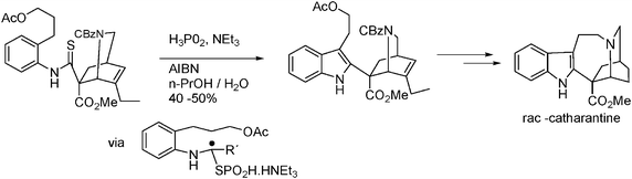 Synthesis of rac-catharantine in water.