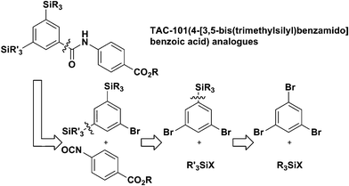 Retrosynthetic strategy for TAC-101 analogues.