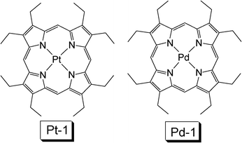 Molecular structures of platinum and palladium octoethylporphyrin complex Pt-1 and Pd-1.11