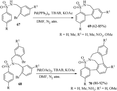 Synthesis of tri- and pentacyclic sultams.