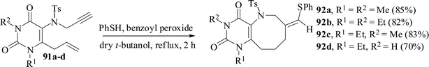 Thiophenol-mediated formation of benzazocine derivatives.