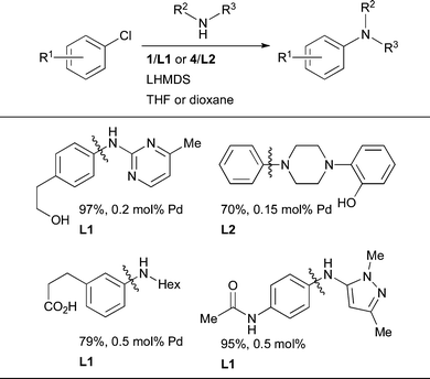 Use of LHMDS as base permits the cross-coupling of substrates bearing protic functional groups.