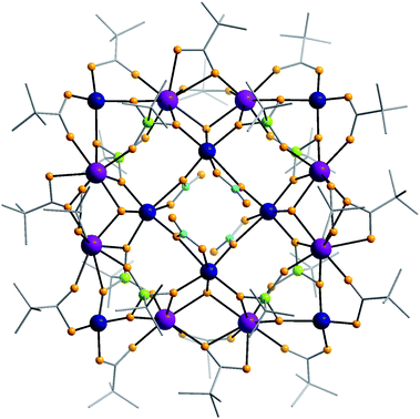 The structure of 1 in the crystal. Colour codes: Gd, purple; Co, blue; P, green; O, orange; N, cyan; C, grey.