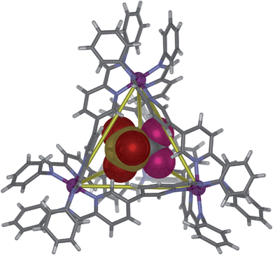 Schematic representation of the crystal structure of [OTf− ⊂ 1]7+ (solvents and external anions removed for clarity).