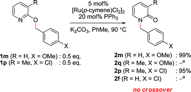 Crossover experiment. a No desired product could be detected by 1H NMR spectroscopy.