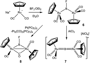 Synthesis and reactivity of a dinuclear ruthenium fluoroborylene complex.
