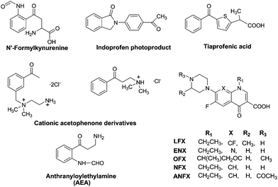 Photosensitisers for Pyr<>Pyr formation in DNA.