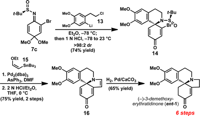 Enantioselective synthesis of (–)-3-demethoxyerythratidinone.
