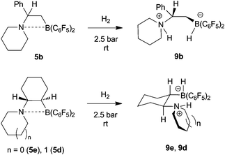 Reaction of some N/B FLPs with dihydrogen