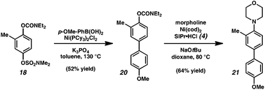 Synthesis of polysubstituted arenes using sequential sulfamate/carbamate couplings.