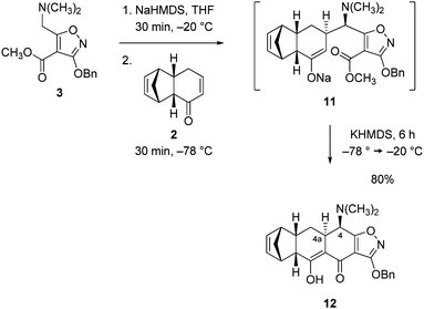 Michael–Claisen cyclization reaction of components 2 and 3.