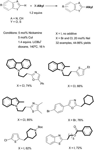 Direct alkylation of aromatic heterocycles using Nickamine as pre-catalyst.