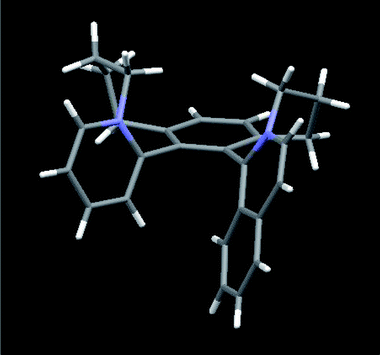 X-Ray single crystal structure assigning absolute configuration of the dicationic framework of (+)-[Sa,Ra-4][(R,R)-dibenzoyltartrate]2. (R,R)-Dibenzoyltartrate anions and crystal water molecules are omitted for clarity.23