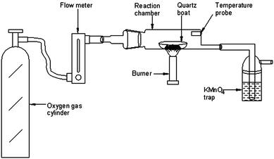 Schematic diagram of the pyrolysis set-up for the determination of total mercury in organic-rich solid materials.