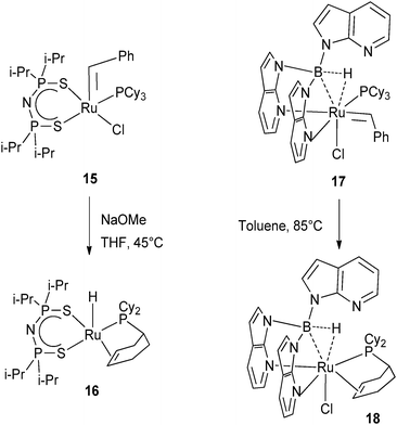 Benzylidene ligands acting as hydrogen acceptors.